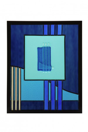 Blue Fusion Stained Glass, fusion as light element 40 x 50 cm